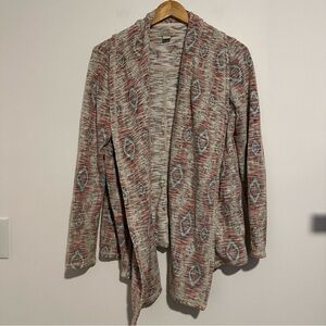 Lucky Brand Women's aztec print Open Cardigan Sweater Boho Long Sleeve